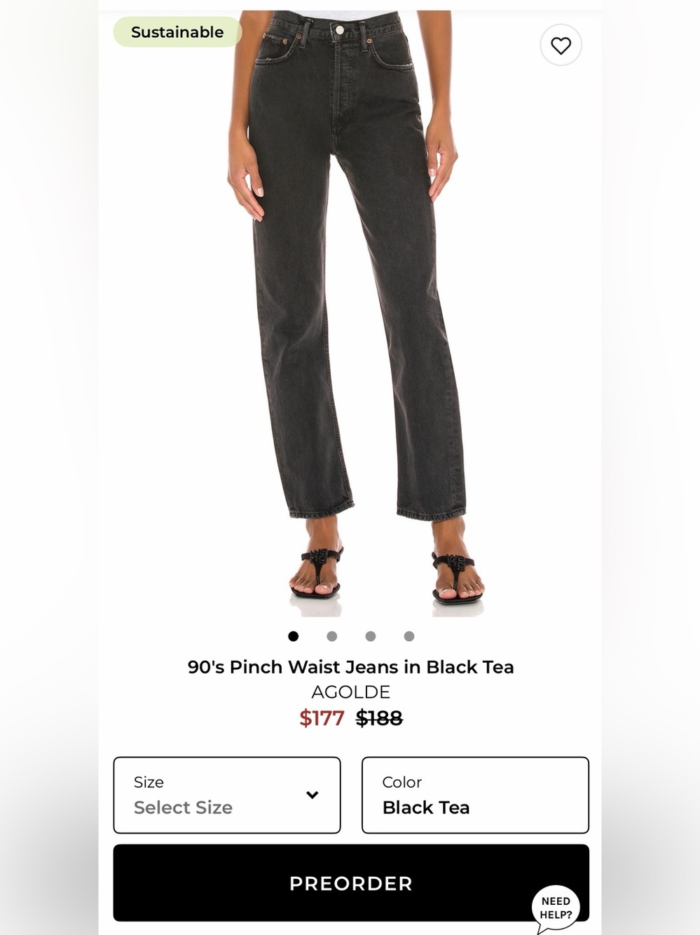 AGOLDE 90’s Pinch Waist Jeans Black Tea Washed Black High Rise Size 27 - Picture 8 of 8